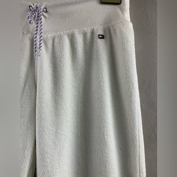 White Terry Cloth Wide Leg Crop Pant - Picture 3 of 3